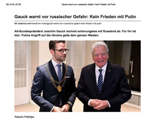 antenne.nrw – Gauck warnt vor russischer Gefahr: Kein Frieden mit Putin