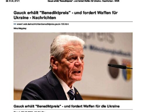 Gauck erhält „Benediktpreis“ – und fordert Waffen für Ukraine – Nachrichten